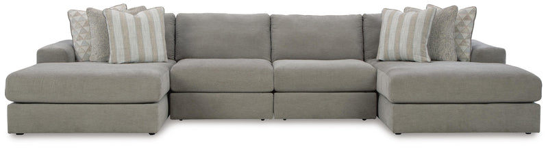 Ashley Furniture Avaliyah double chaise sectional with plush fabric, featuring multiple cushions and a spacious design.