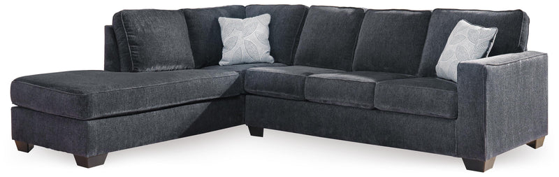 Ashley Furniture Altari Sleeper Sectional with Chaise, beige fabric with plush cushions and a built-in sleeper feature.