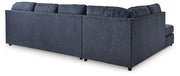 Ashley Furniture Albar Place sectional sofa with plush cushions and fabric upholstery, shown from the back view.