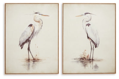 Set of two Aubinell wall art pieces by Ashley Furniture featuring abstract designs in neutral tones.