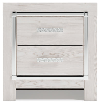Ashley Furniture Altyra Nightstand with a dark wood finish and modern design, featuring a single drawer and open shelf.