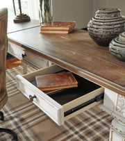 Ashley Furniture Realyn Home Office Set, detailed image showing desk, chair, and storage components in a modern design.