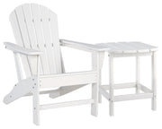Outdoor patio table set from Ashley Furniture with a table and matching chairs in a Sundown Treasure design.