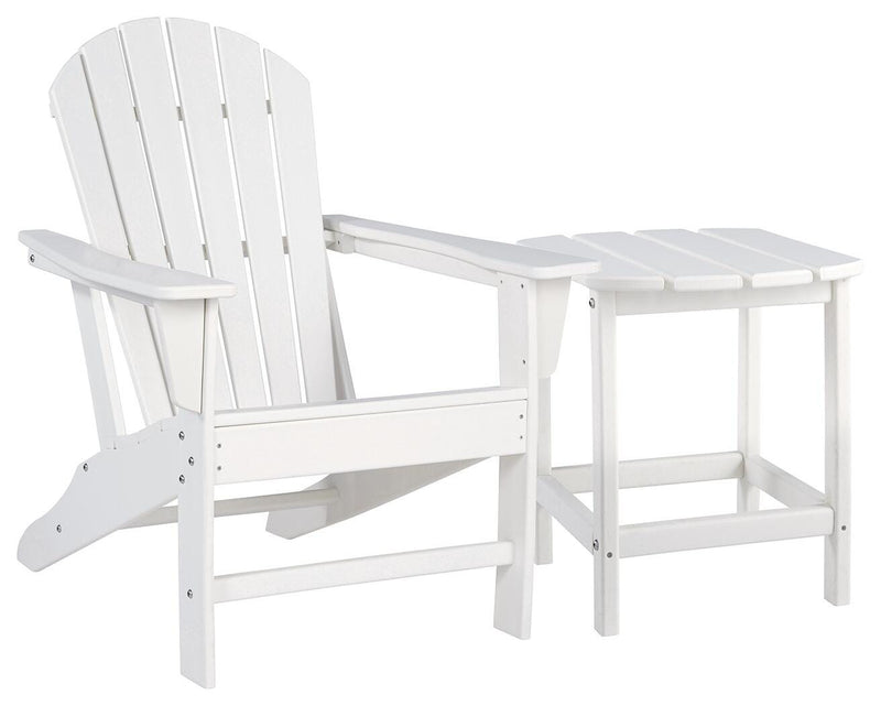 Outdoor patio table set from Ashley Furniture with a table and matching chairs in a Sundown Treasure design.