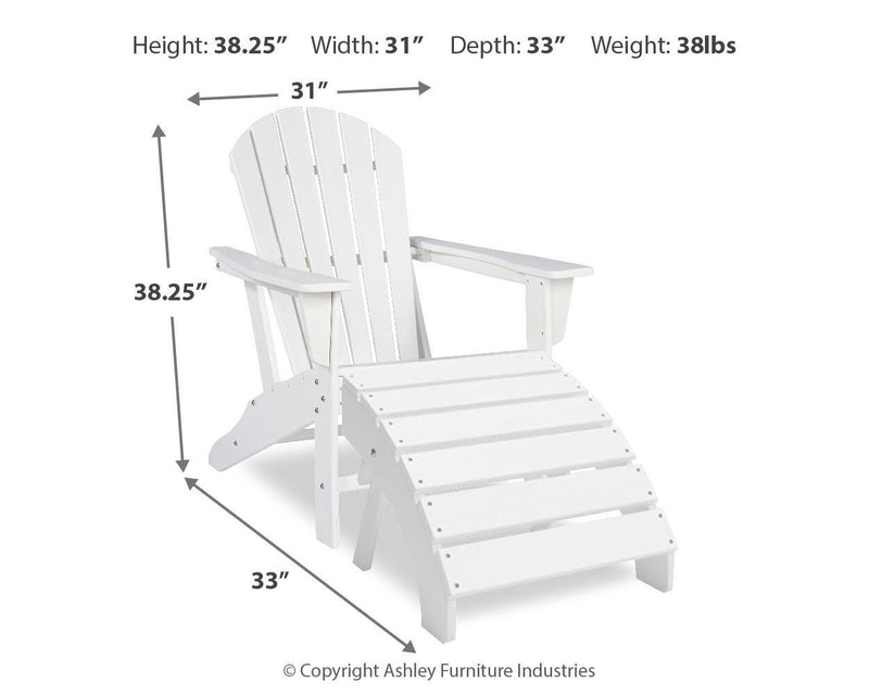 Ashley Furniture Sundown Treasure outdoor table set with a rectangular table and matching chairs, ideal for patio seating.