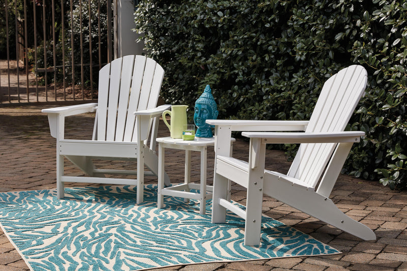 Ashley Furniture Sundown Treasure outdoor seating set with a table and chairs, perfect for patio relaxation.