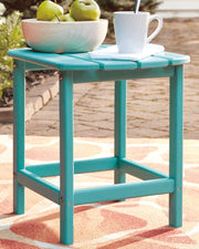 Ashley Furniture Sundown Treasure outdoor seating set with table and chairs, featuring a stylish design for patio or garden use.
