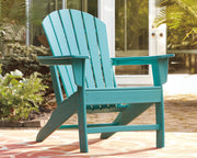 Outdoor table set by Ashley Furniture featuring a spacious table and matching chairs, perfect for outdoor dining and entertaining.