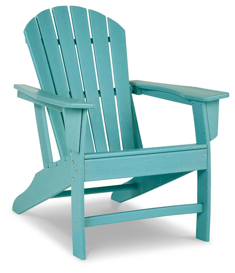 Ashley Furniture Sundown Treasure outdoor seating set with table, featuring cushioned chairs and a central table for patio relaxation.