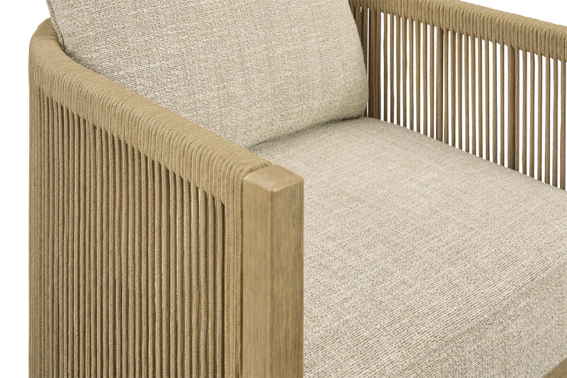 Set of two Ashley Furniture Spooners Cove outdoor lounge chairs with cushions, featuring a stylish design for outdoor relaxation.