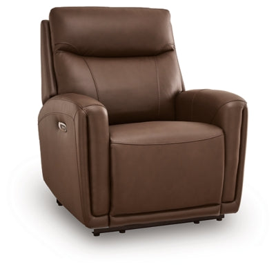 Ashley Furniture Pincara Power AutoGlide Recliner in a closed position, featuring plush upholstery and a sleek modern design.